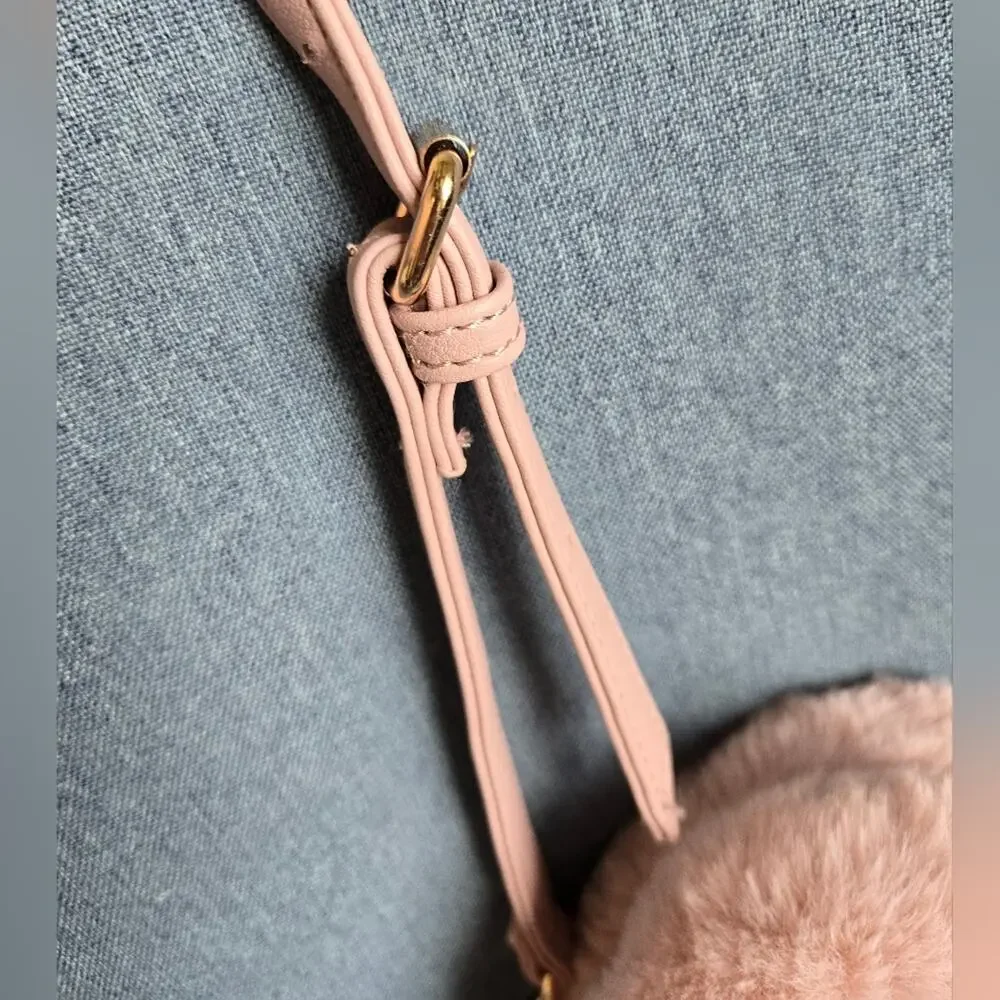 Juicy Couture Faux Fur Fluffy Mini Tote Handbag Dusty Blush Pink Y2K - Picture 5 of 14